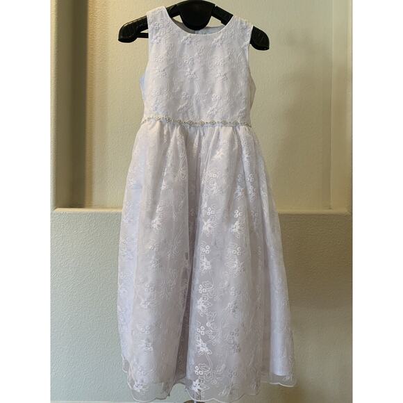 Flower Girl Communion Dress Size 10 Swea’ Pea & Lilli Girls White Fancy - Picture 1 of 11